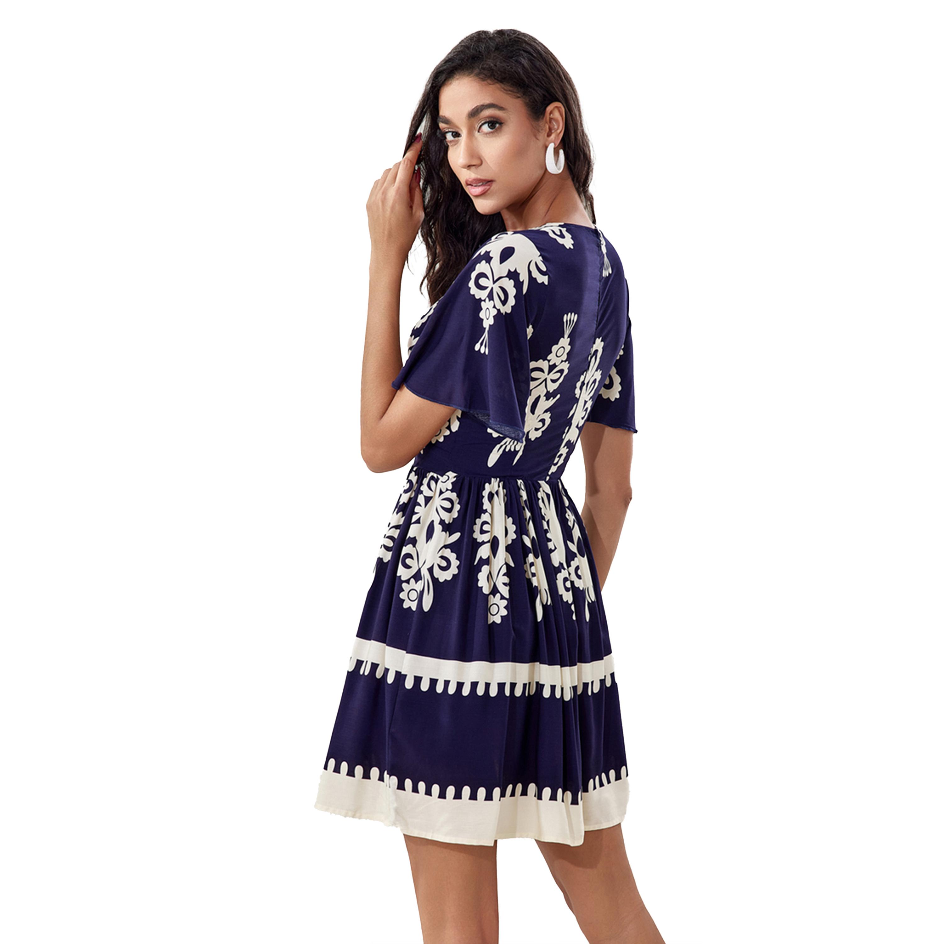 Take Two Printed V Neck A-Line Midi Dress-women-clothing-dresses-image-2
