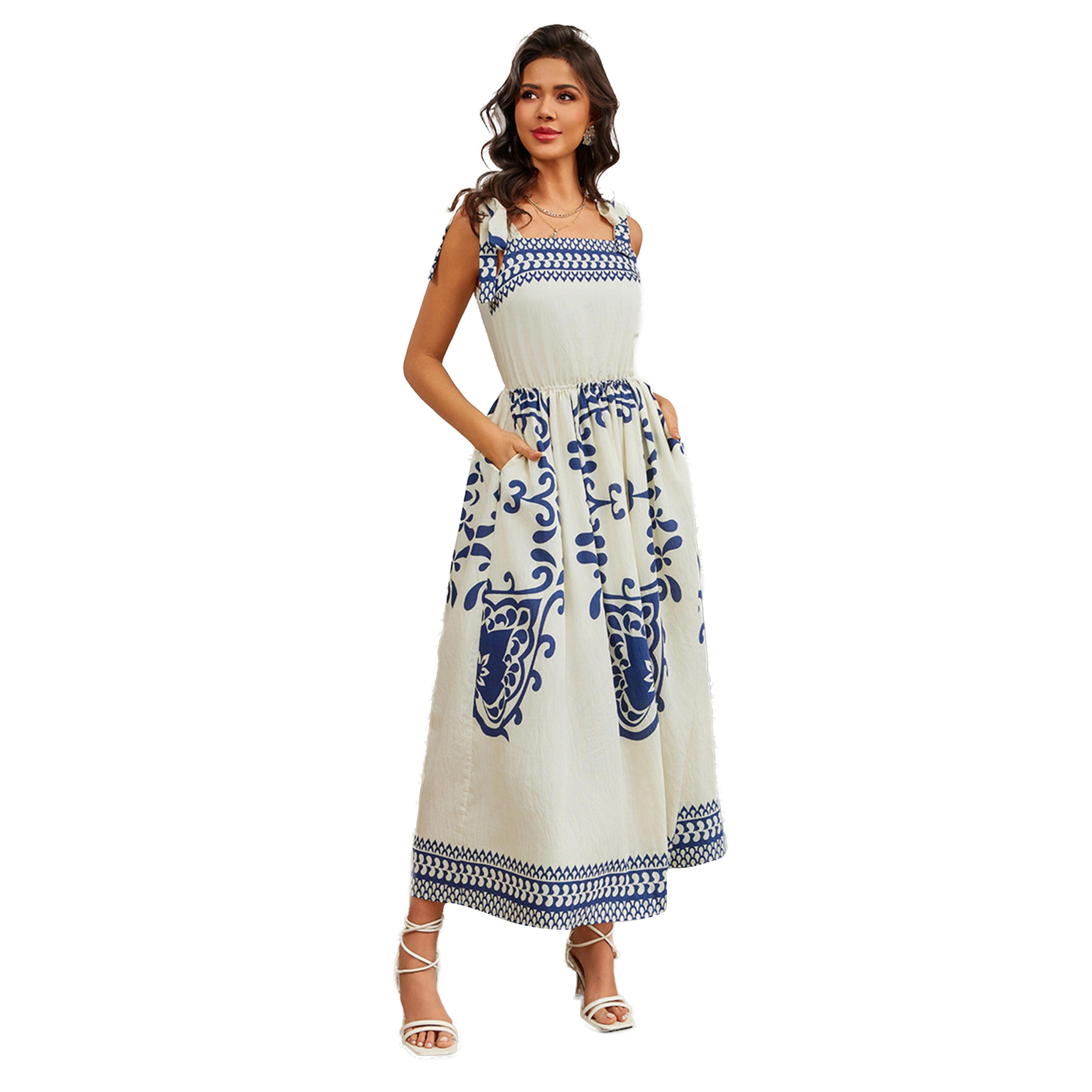 Take Two Printed Square Neck A-Line Midi Dress-women-clothing-dresses-image-1