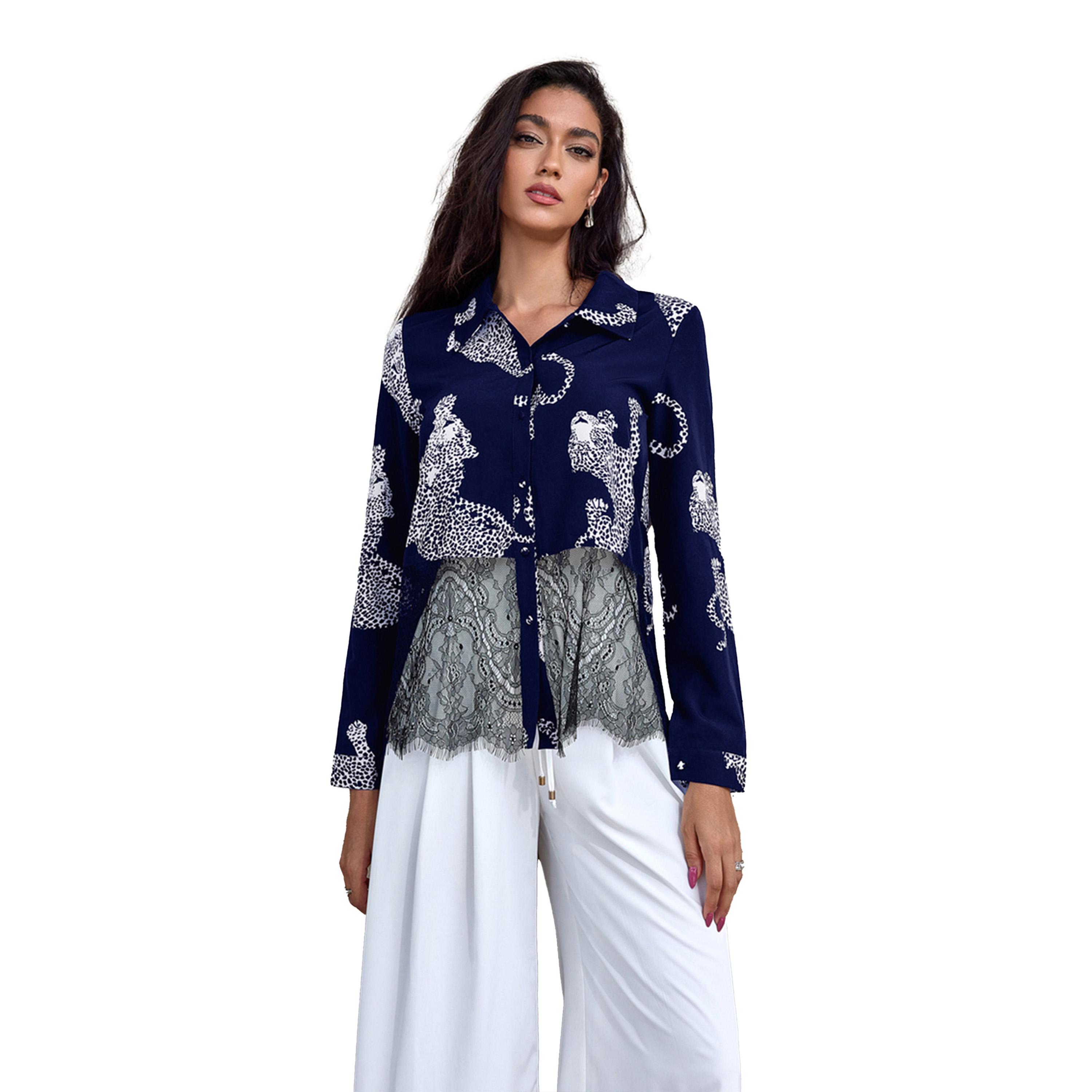 Take Two Graphic Print Lace Patchwork Shirt-women-clothing-shirtsandblouses-shirts-image-3