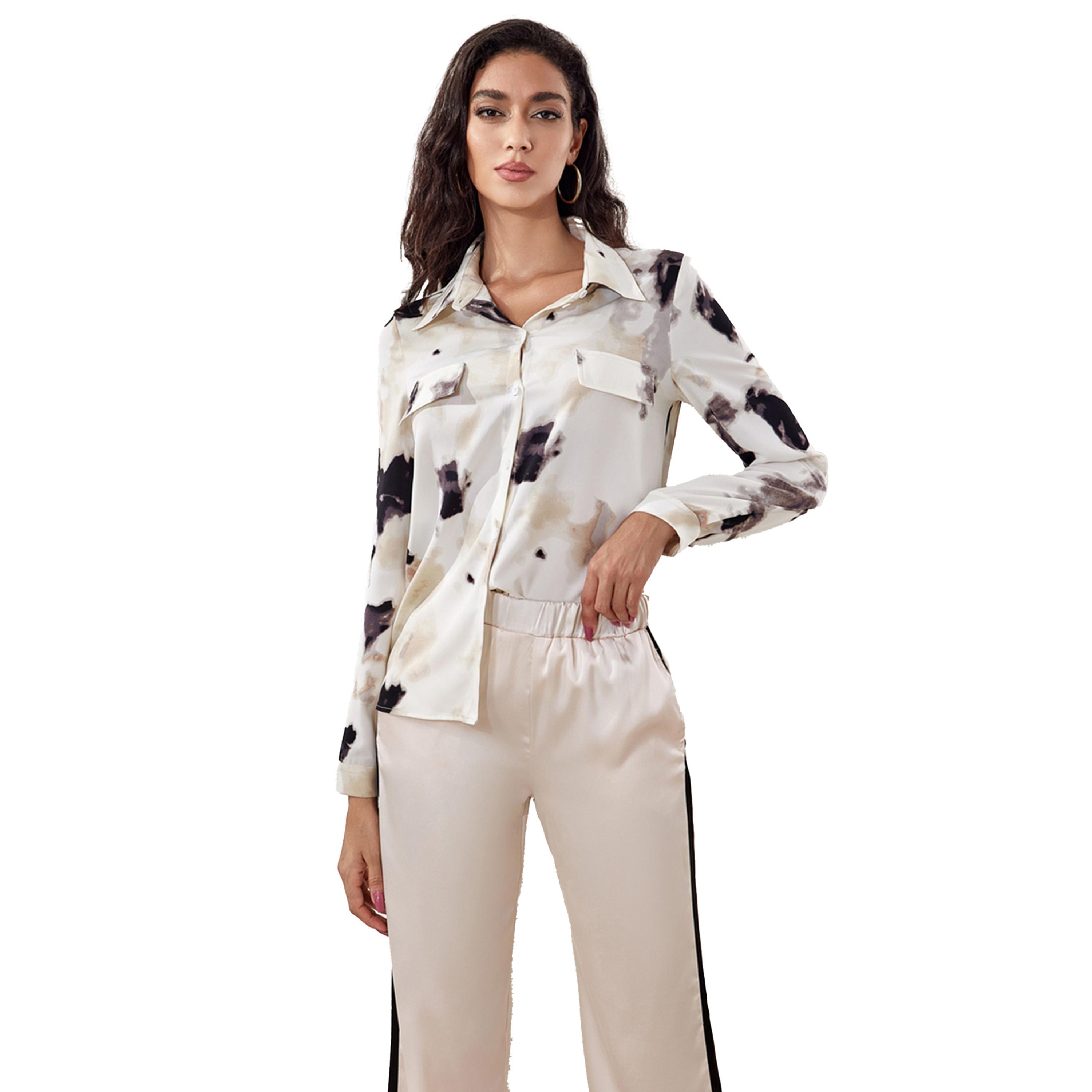 بلوزة مطبعة بياقة سبريد وجيوب-women-clothing-shirtsandblouses-shirts-image-5