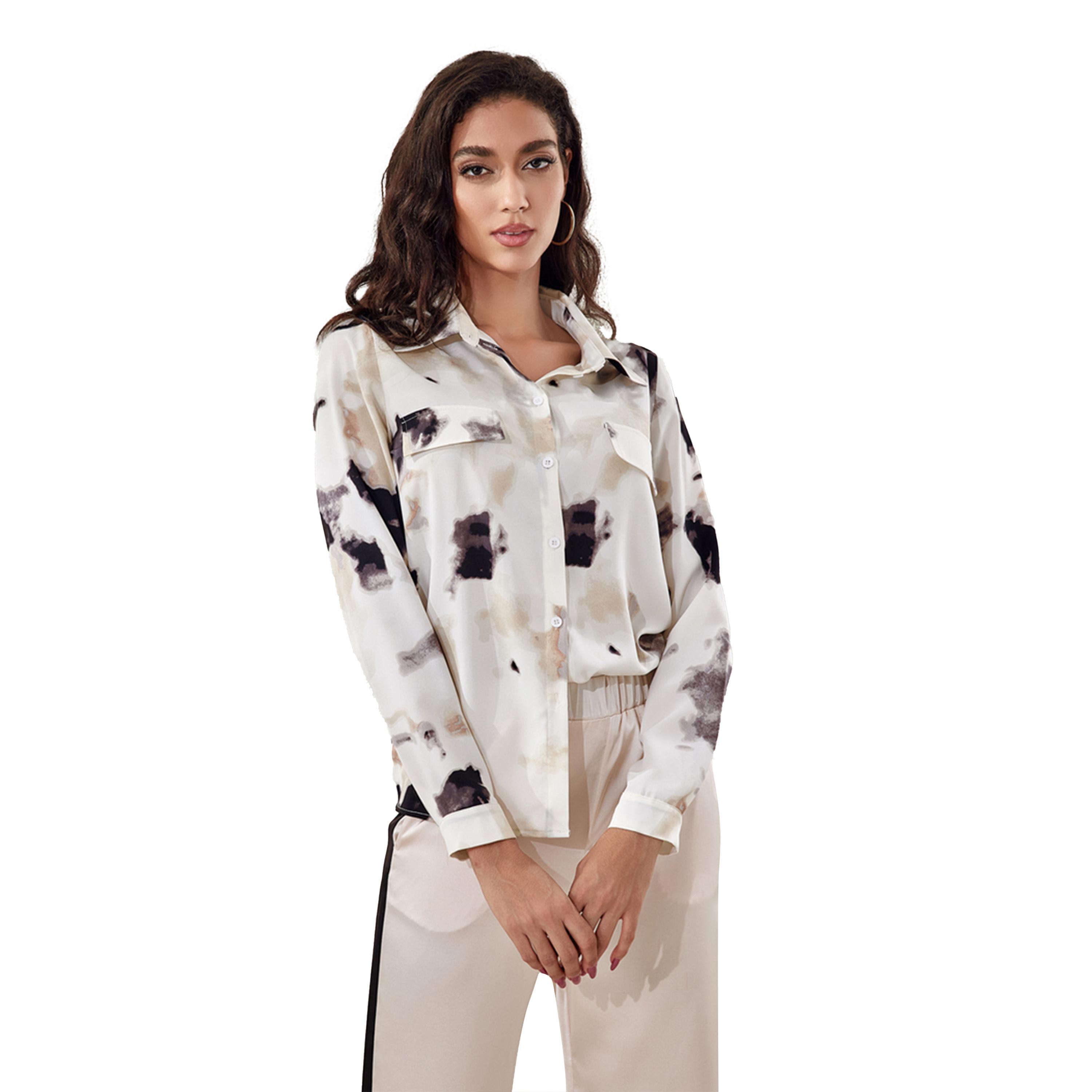 بلوزة مطبعة بياقة سبريد وجيوب-women-clothing-shirtsandblouses-shirts-image-6