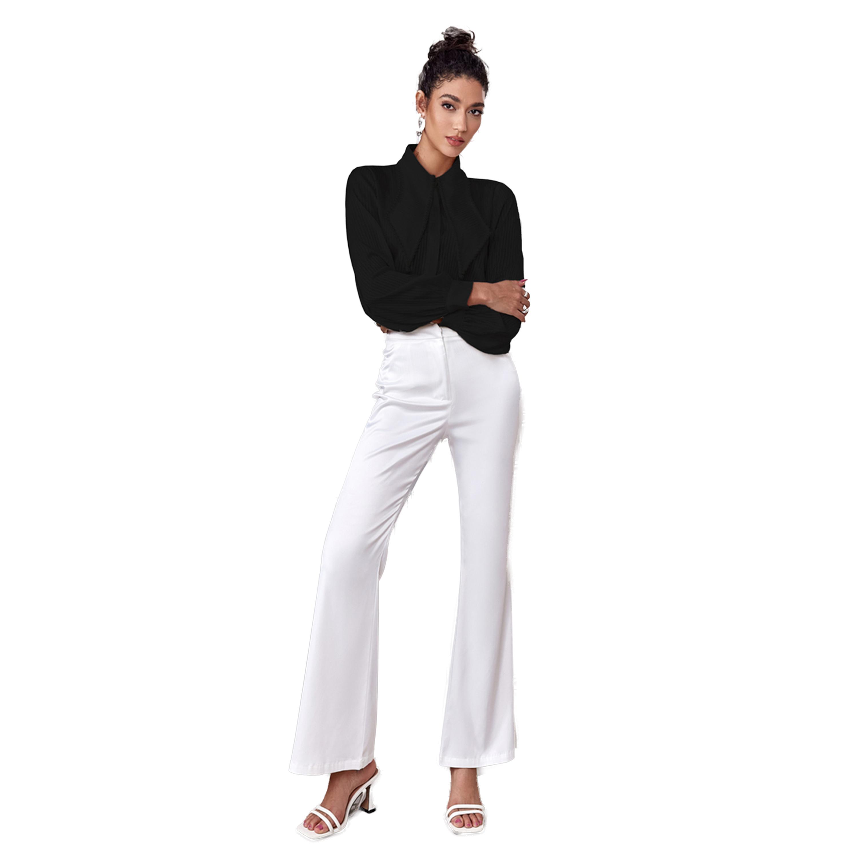 Take Two Embellished Pleated Detail Satin Lapel Collar Shirt-women-clothing-shirtsandblouses-shirts-image-1