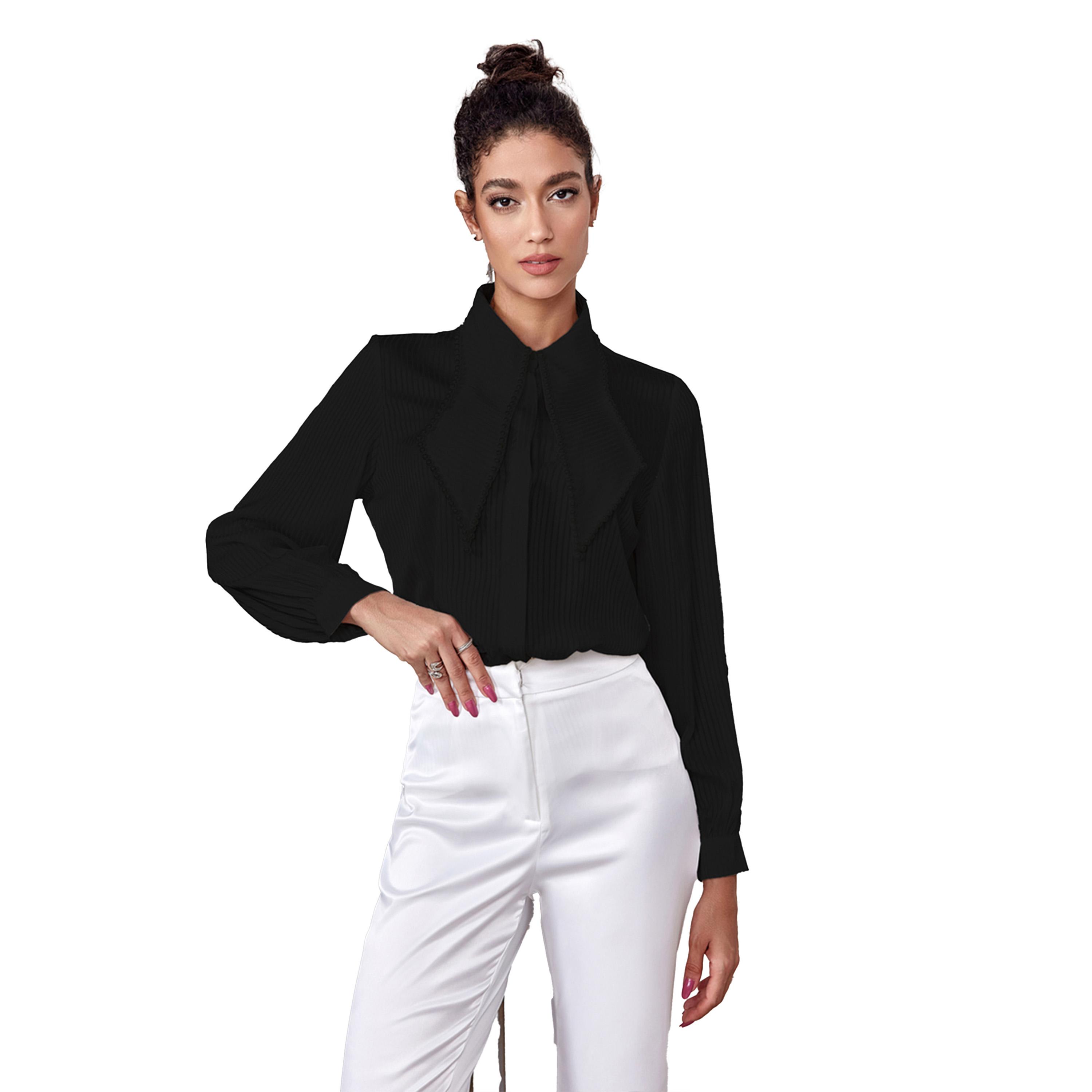 بلوزة ساتان بكسرات وياقة ليبل-women-clothing-shirtsandblouses-shirts-image-3