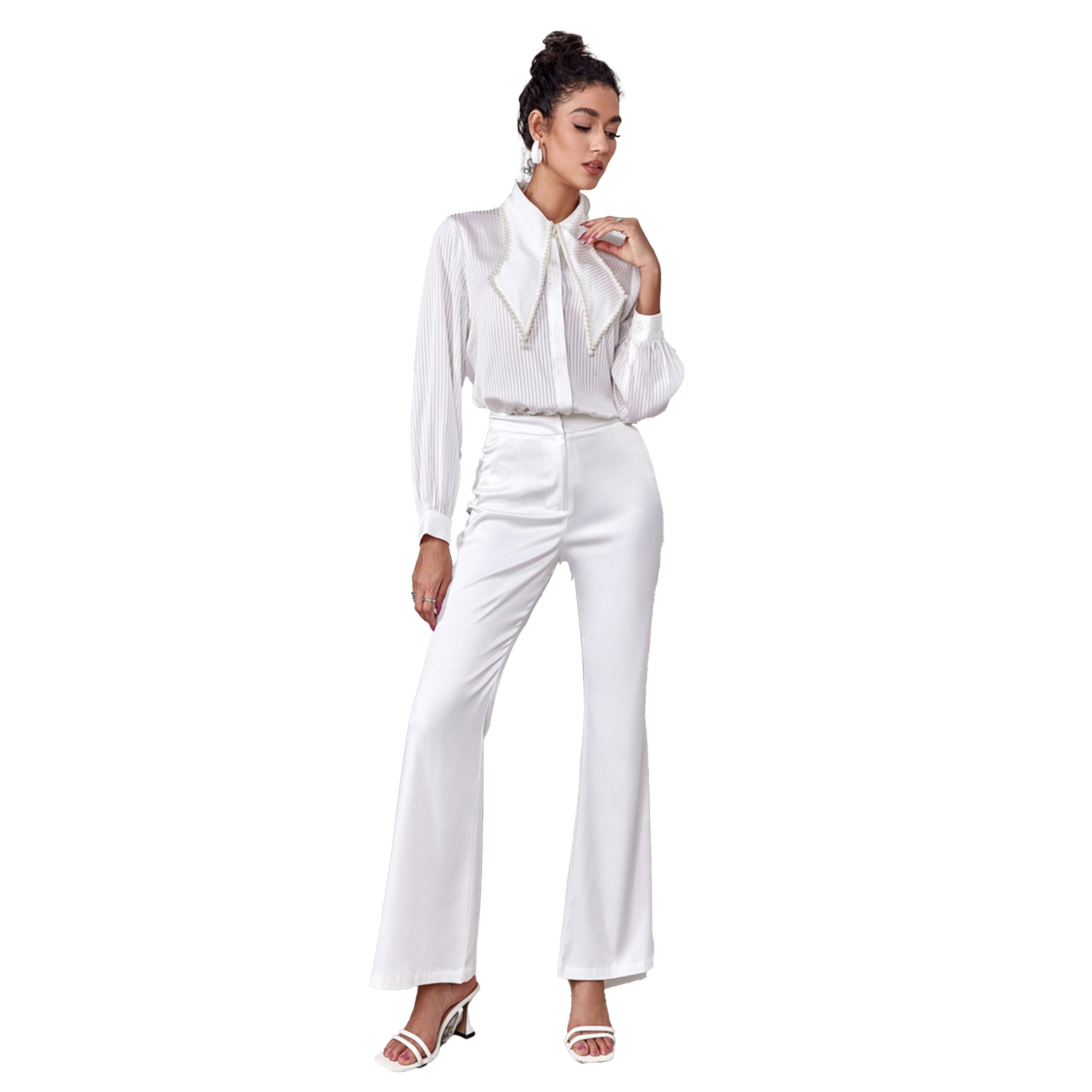 Take Two Embellished Pleated Detail Satin Lapel Collar Shirt-women-clothing-shirtsandblouses-shirts-image-5
