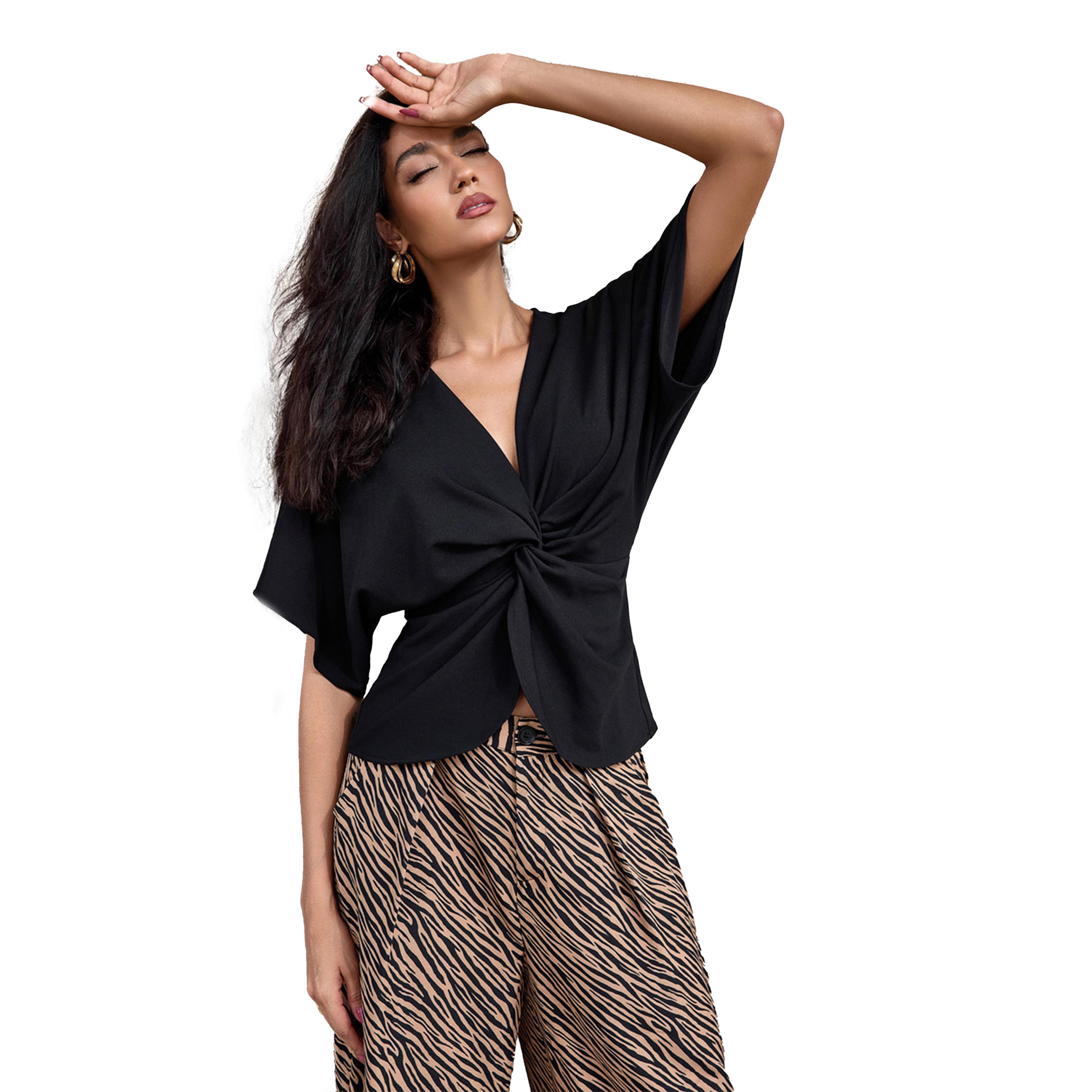 Take Two Solid Twist Front Batwing Sleeve Top-women-clothing-shirtsandblouses-blouses-image-6