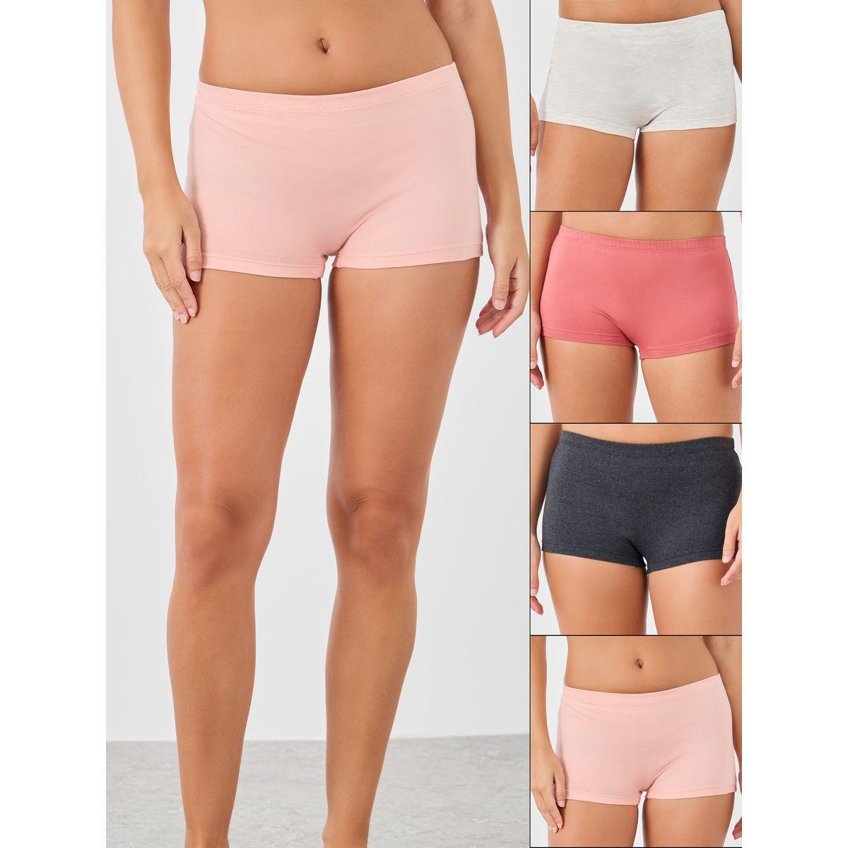 Styli Pack of 4 - Solid Elasticated Waist Boyshorts-women-clothing-lingerie-panties-image-1