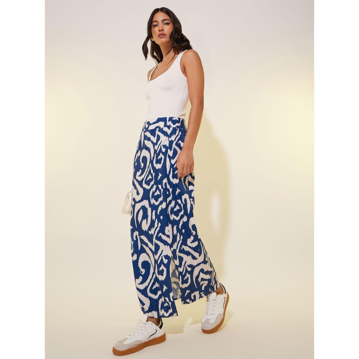 تنورة طويلة مطبعة بالكامل مع شق جانبي-women-clothing-bottoms-skirts-image-1