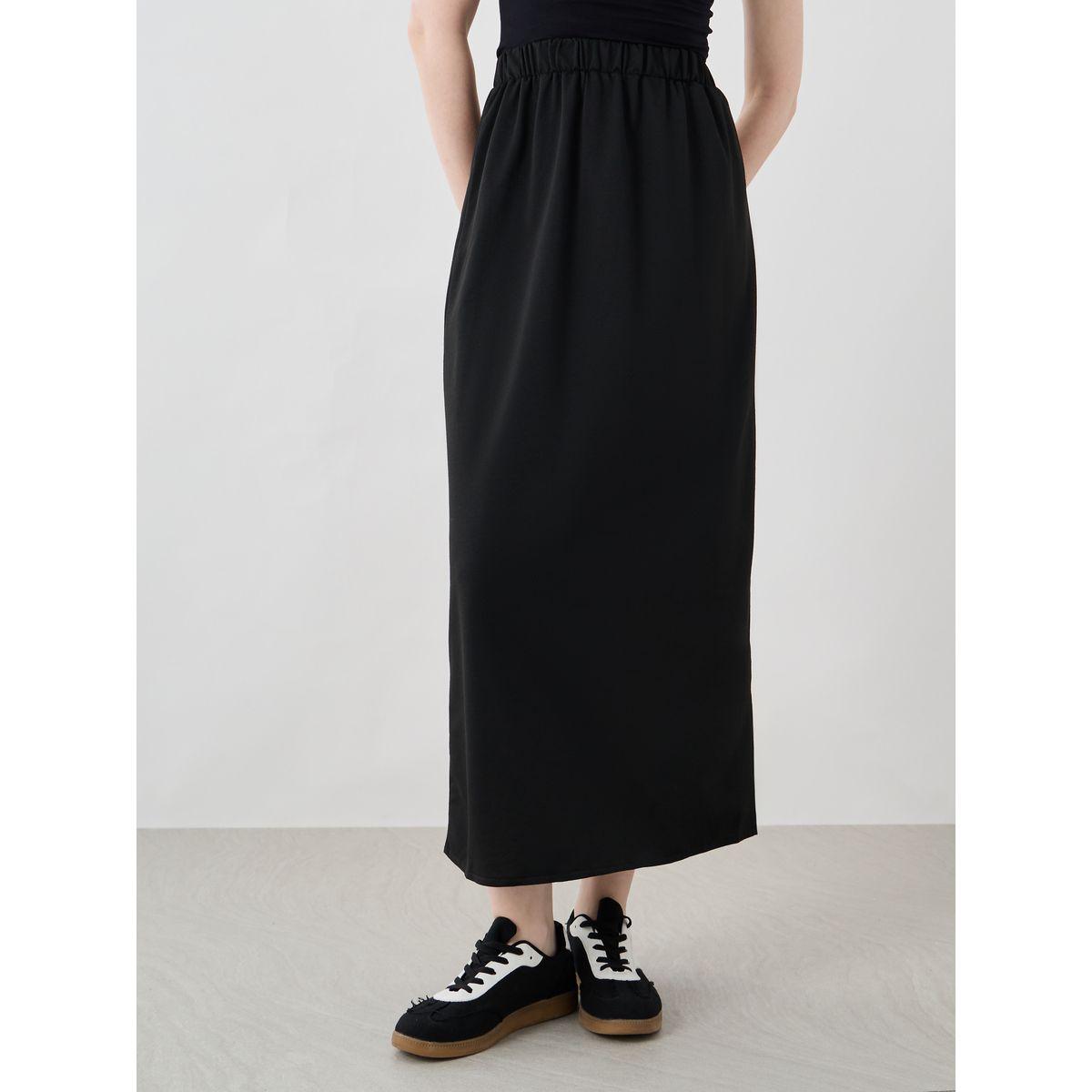 تنورة ميدي سادة بقصة مستقيمة وخصر عالي-women-clothing-skirts-image-2