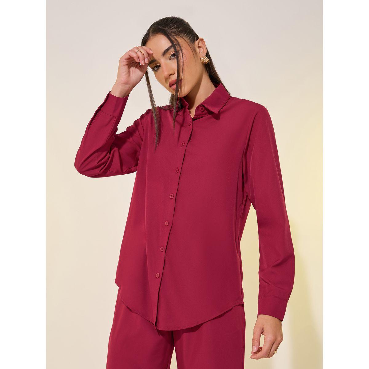 Styli Solid Long Sleeve Shirt and Pants Co-Ords-women-clothing-coordsets-image-3