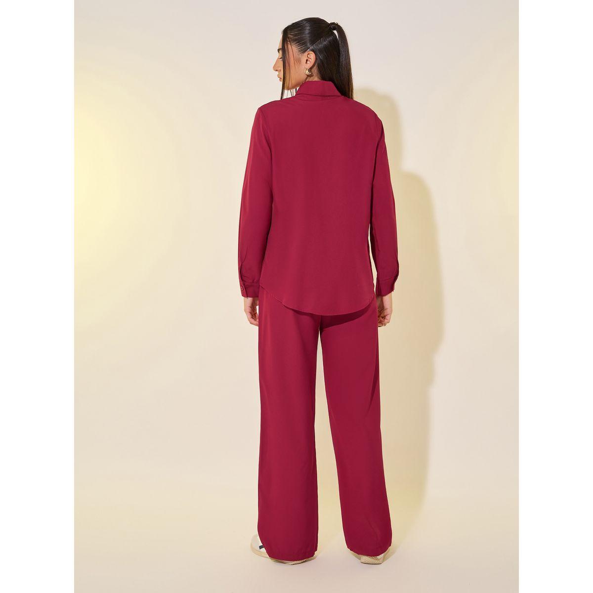 Styli Solid Long Sleeve Shirt and Pants Co-Ords-women-clothing-coordsets-image-6