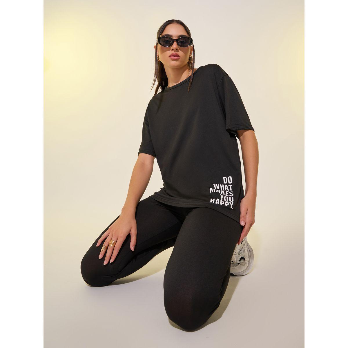 Styli Slogan Printed Short Sleeve T-Shirt and Leggings Co-Ords-women-clothing-coordsets-image-1