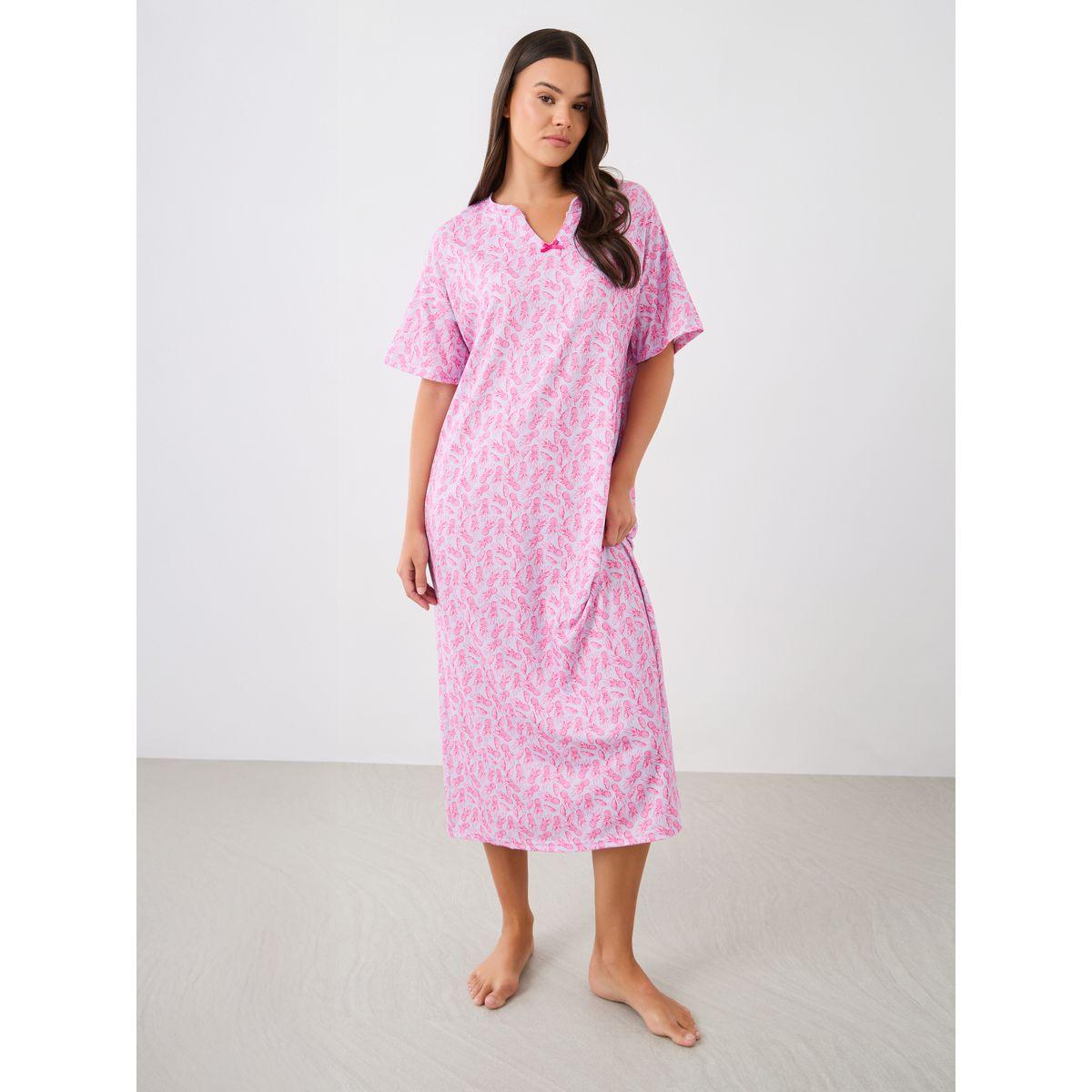 قميص نوم تيشيرت مطبع بالكامل مع ربطة فيونكة-women-clothing-nightwear-nighties-image-1