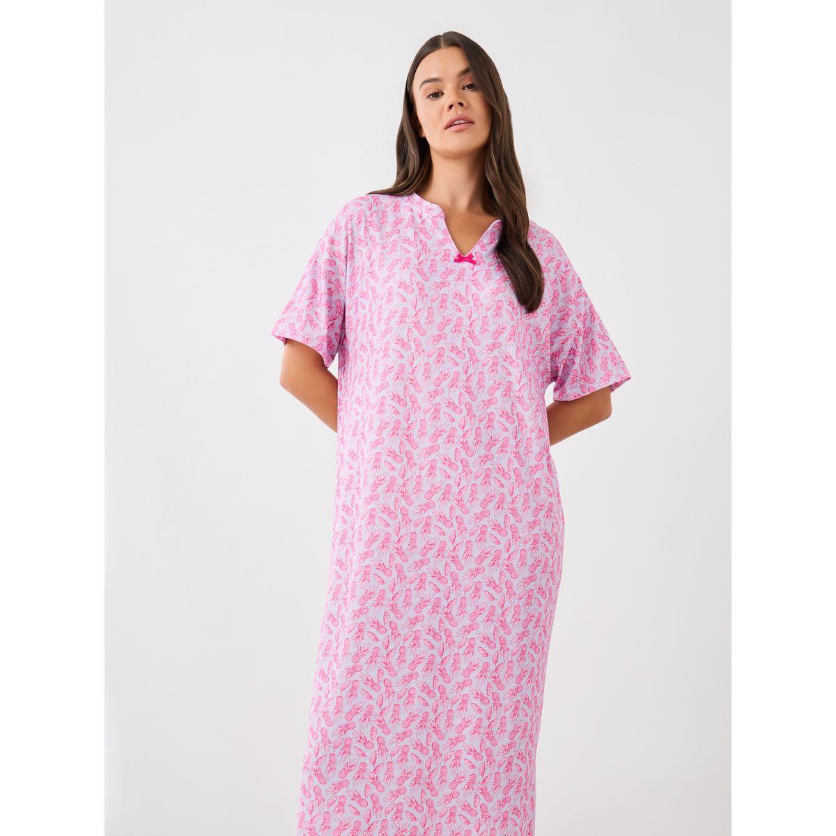 قميص نوم تيشيرت مطبع بالكامل مع ربطة فيونكة-women-clothing-nightwear-nighties-image-2