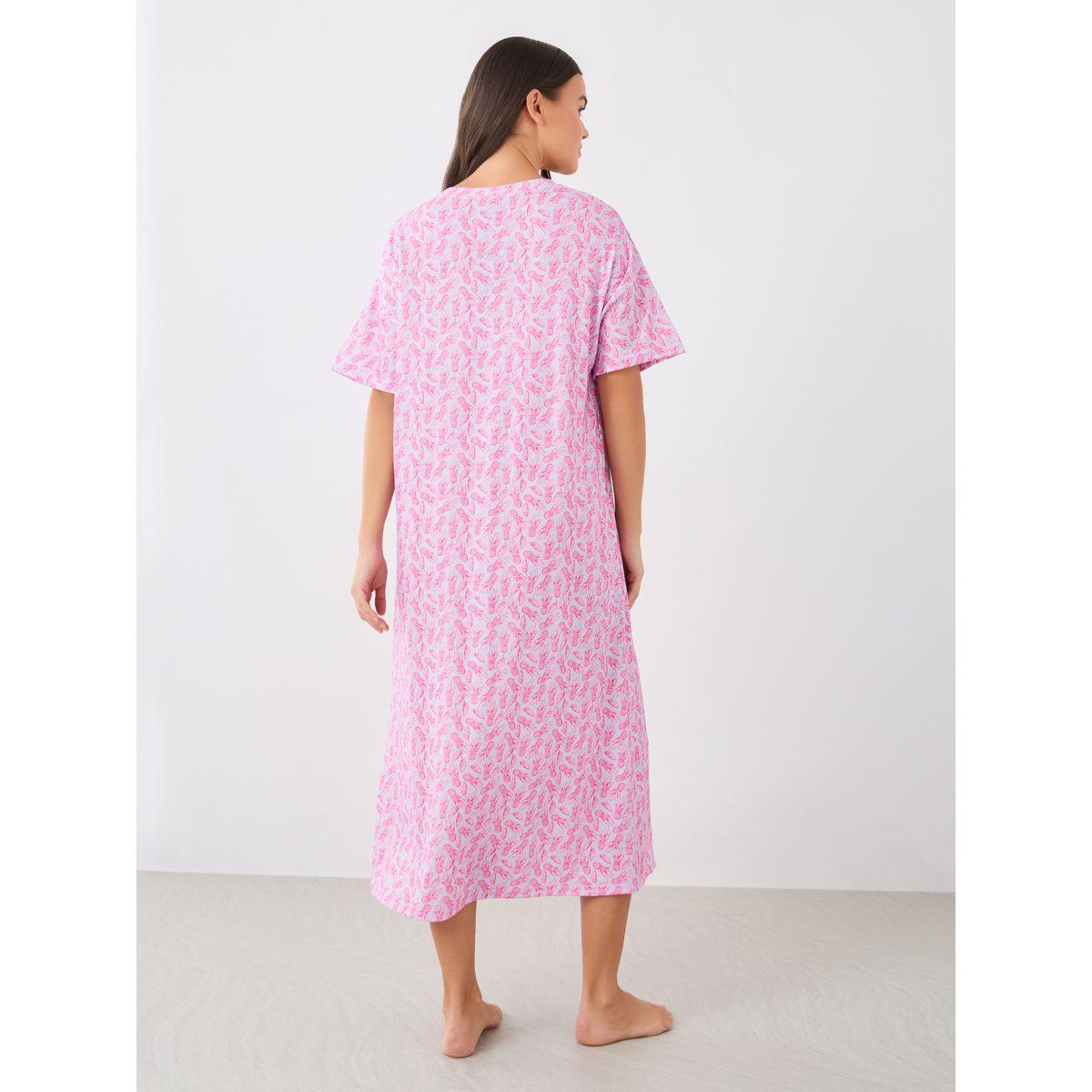 قميص نوم تيشيرت مطبع بالكامل مع ربطة فيونكة-women-clothing-nightwear-nighties-image-4