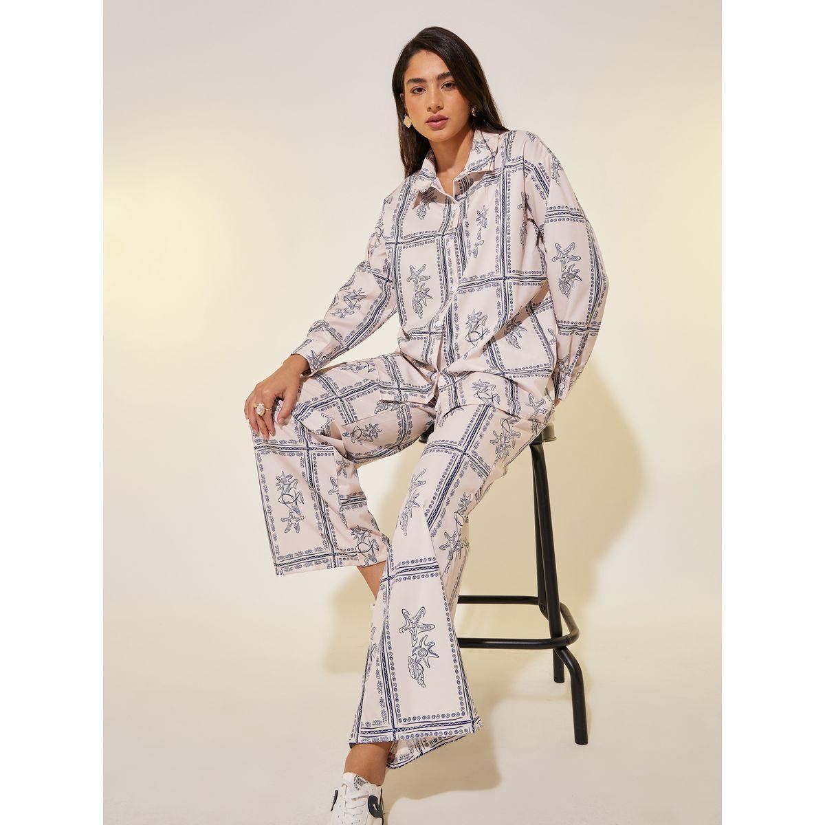 Styli All-Over Printed Long Sleeve Shirt and Pants Co-Ords-women-clothing-coordsets-image-1