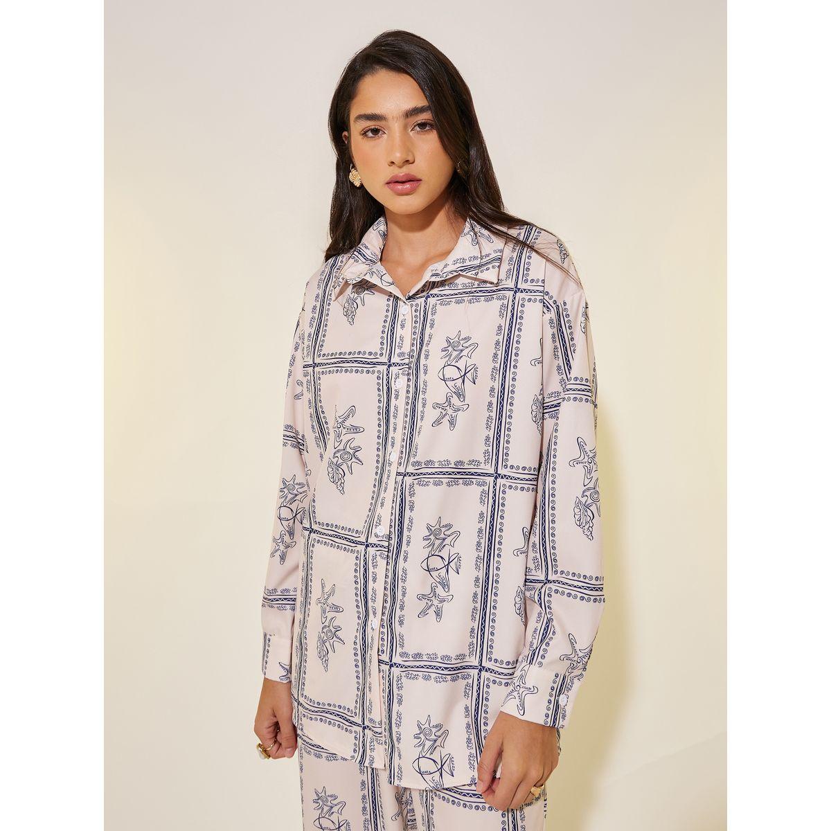 Styli All-Over Printed Long Sleeve Shirt and Pants Co-Ords-women-clothing-coordsets-image-3