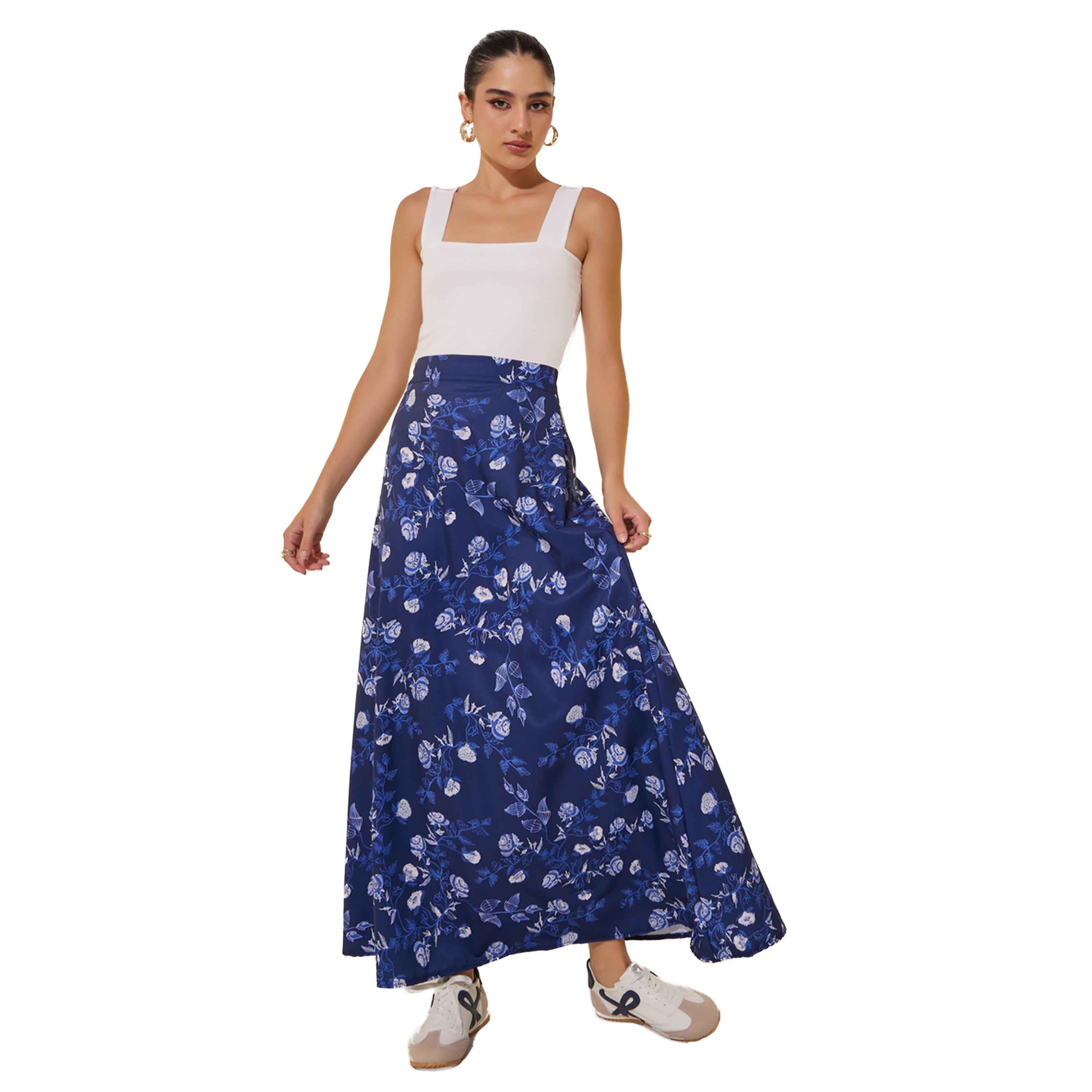 Take Two Floral Printed Maxi and Solid Sleeveless A-Line Skirt-women-clothing-bottoms-skirts-image-1