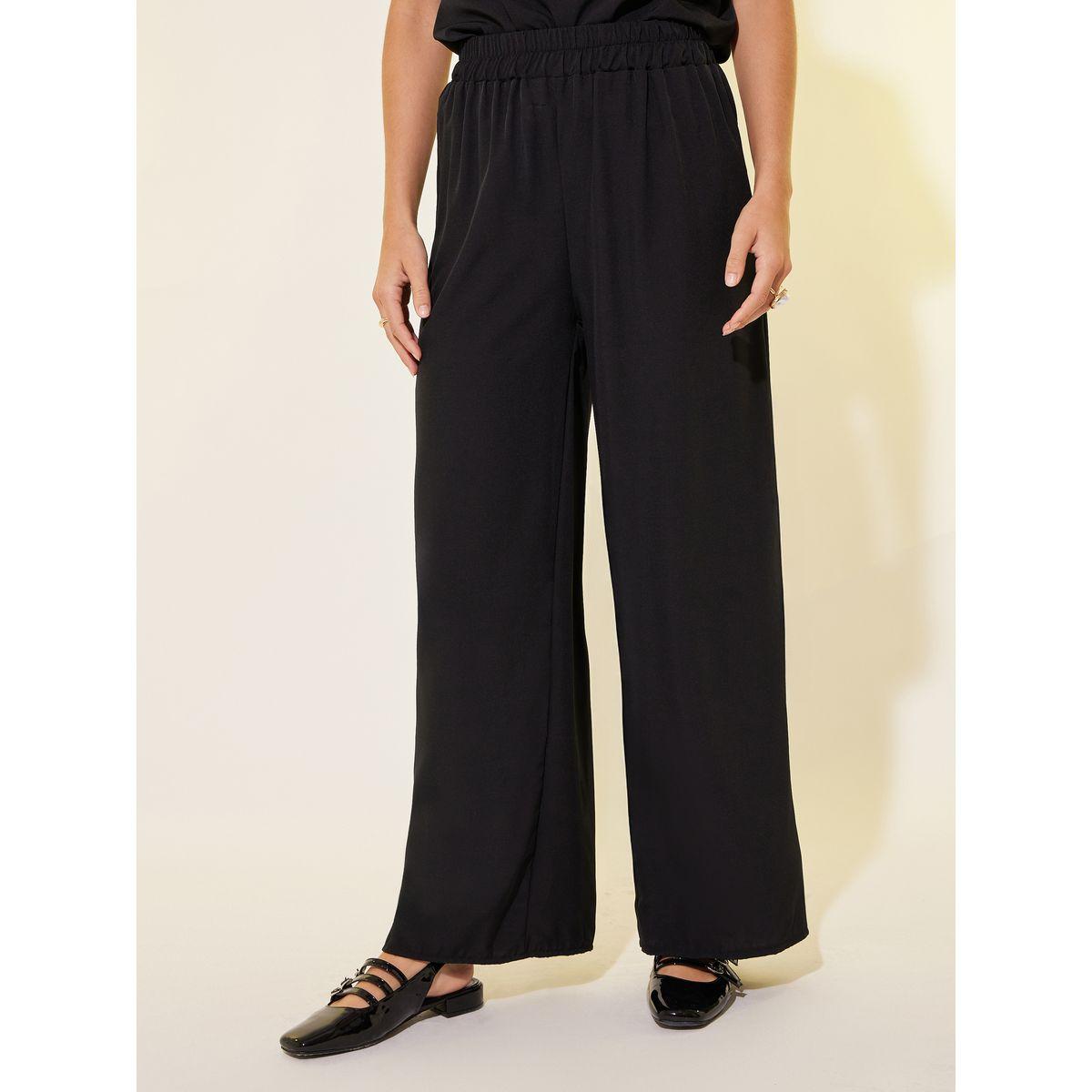 Styli Solid Mesh Sleeves Top and Pants Co-Ords-women-clothing-coordsets-image-4