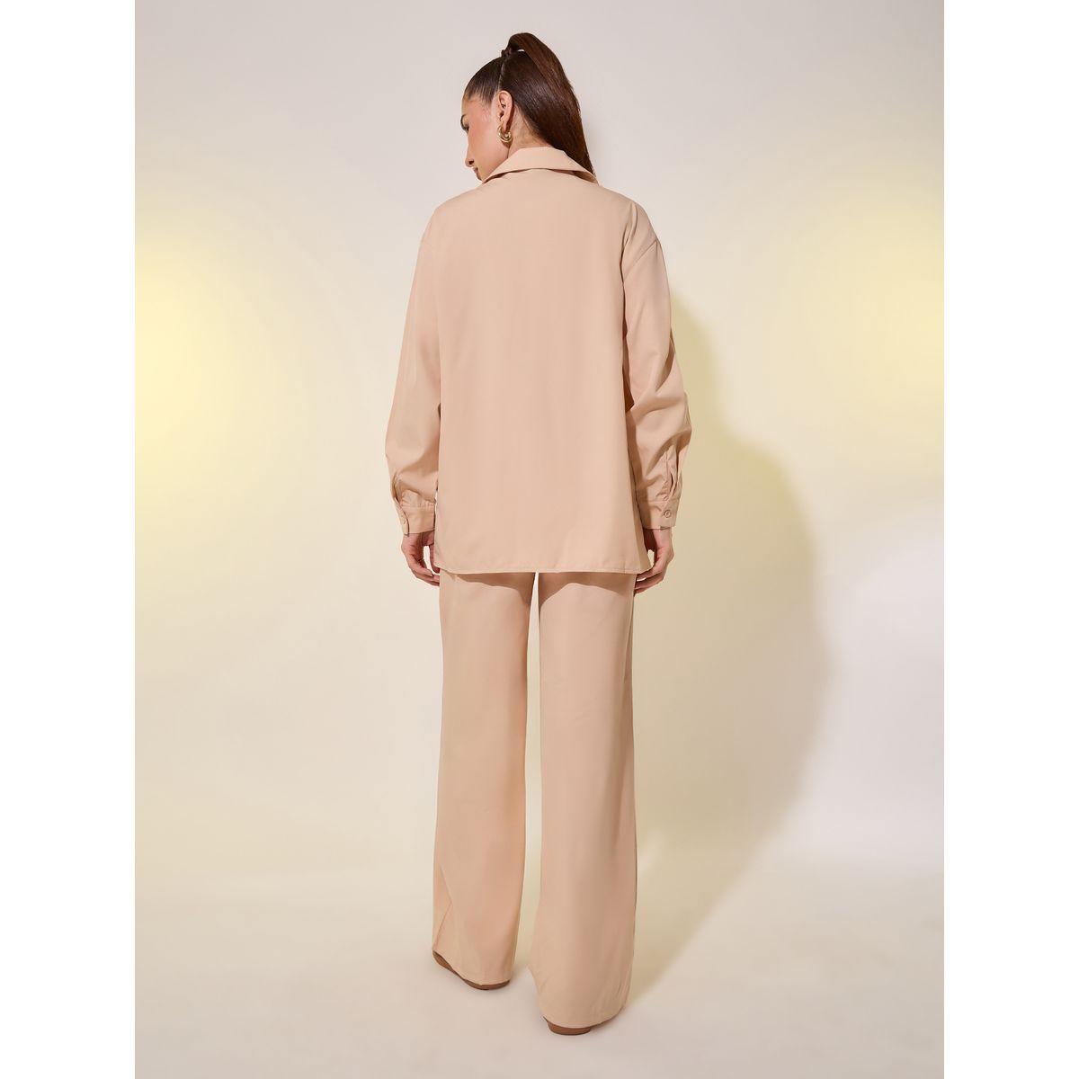 Styli Solid Long Sleeve Shirt and Pants Co-Ords-women-clothing-coordsets-image-5
