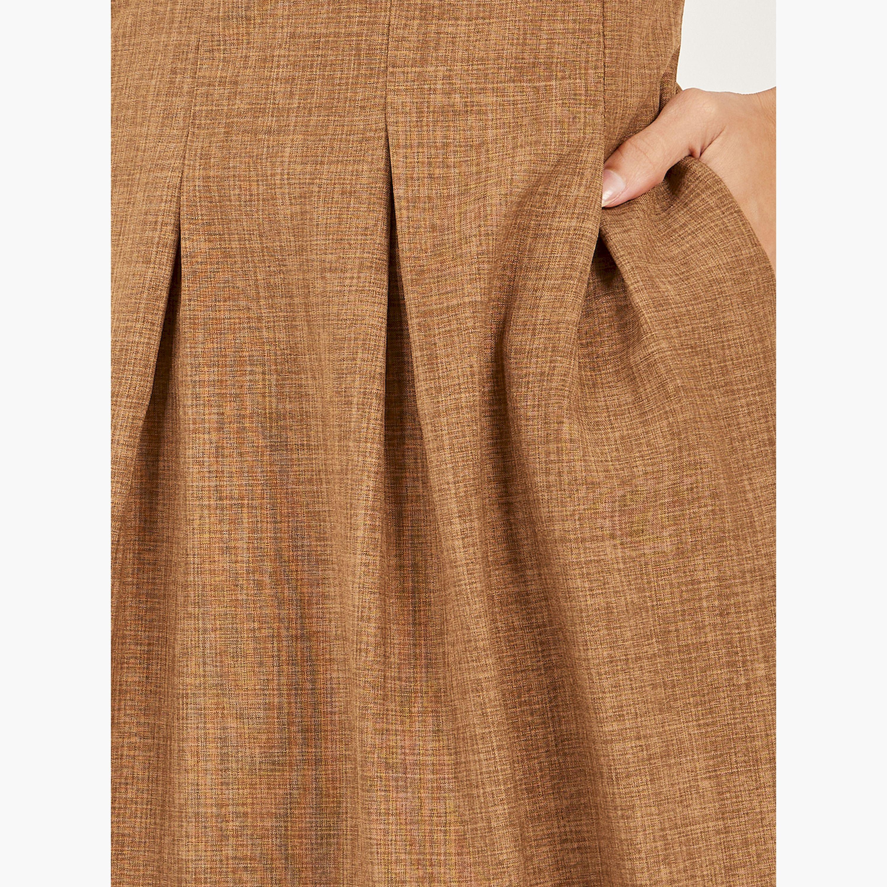 ستايلي- فستان ماكسي سادة بياقة مطوية على شكل حرف A-women-clothing-dresses-image-4