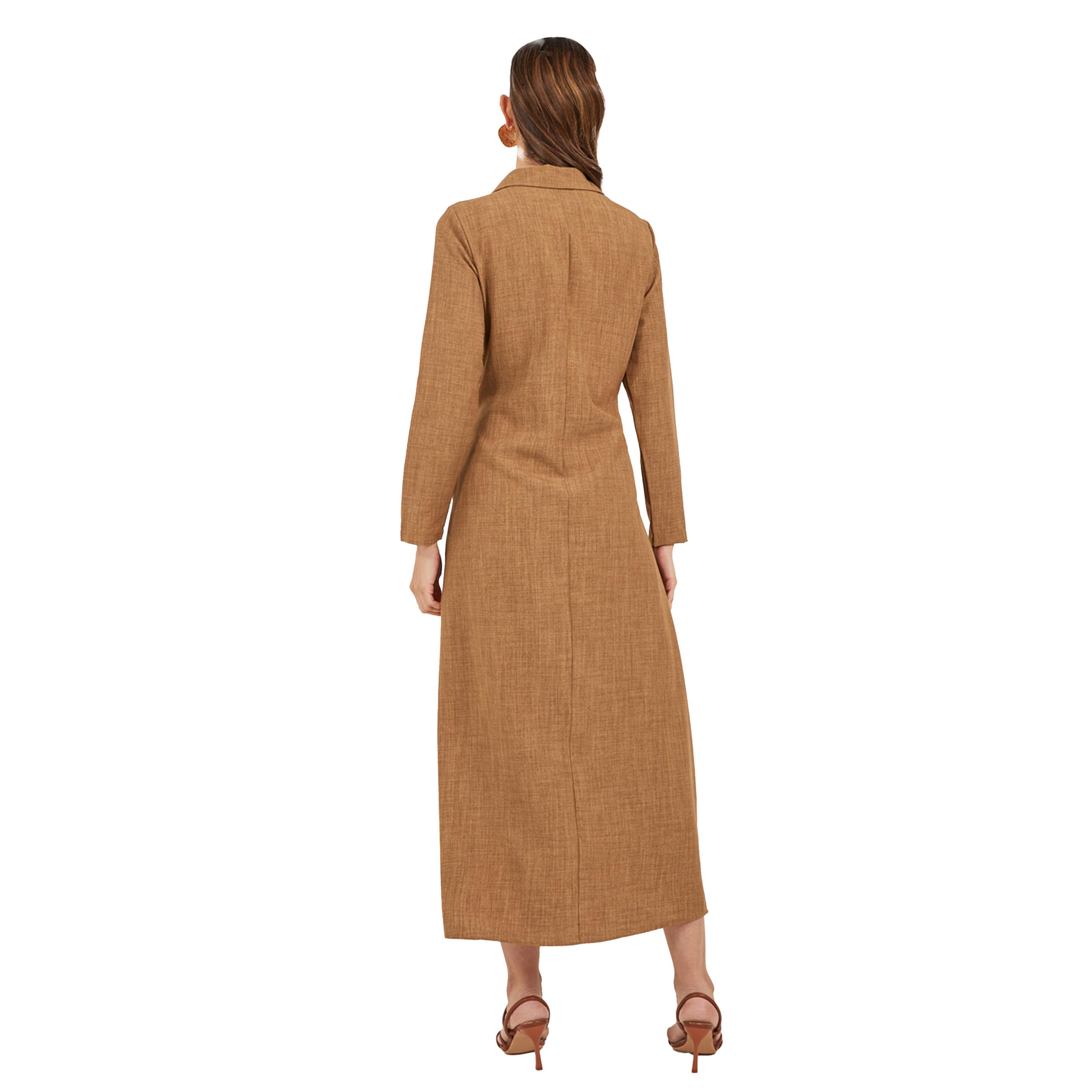 ستايلي- فستان ماكسي سادة بياقة مطوية على شكل حرف A-women-clothing-dresses-image-5
