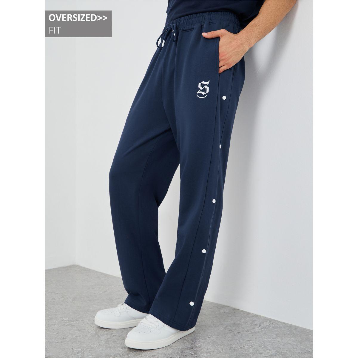 Styli Embroidered Logo Oversized Joggers with Drawstring-men-clothing-bottoms-joggers-image-1