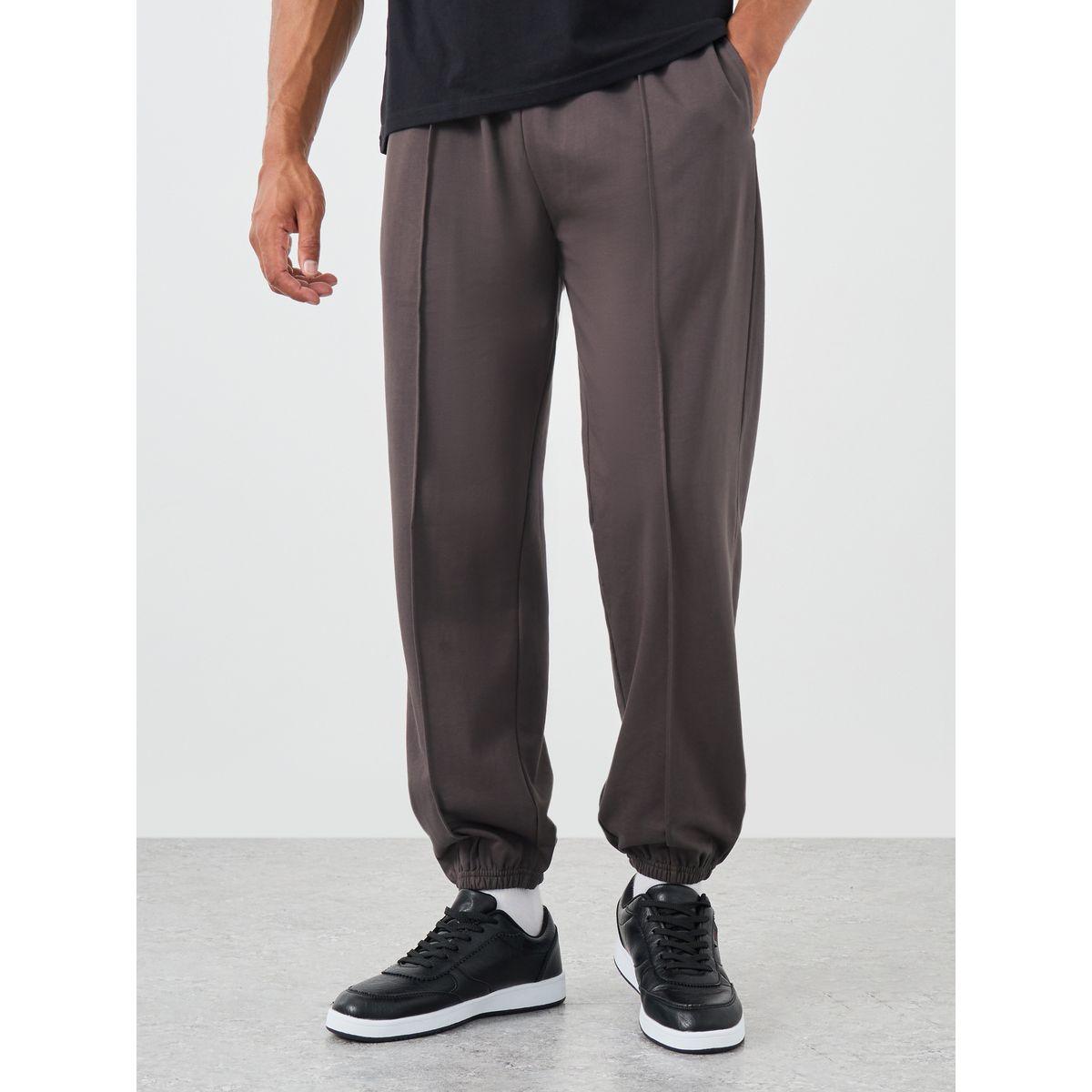 Styli Men Coffee Brown Solid Pintuck Relaxed Fit Joggers-men-clothing-bottoms-joggers-image-1