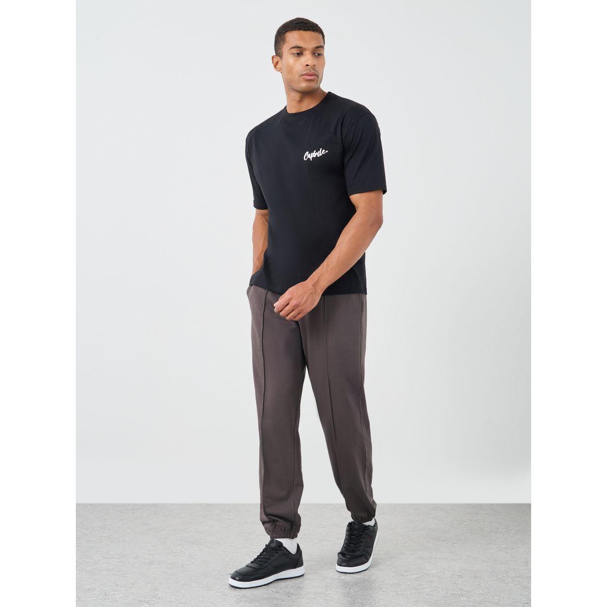 Styli Men Coffee Brown Solid Pintuck Relaxed Fit Joggers-men-clothing-bottoms-joggers-image-2