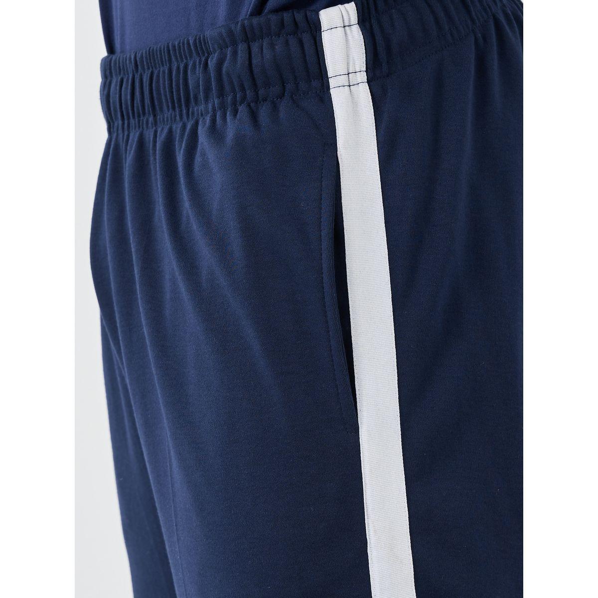 Styli Men Navy Blue Relaxed Fit Side Tape Joggers-men-clothing-bottoms-joggers-image-3