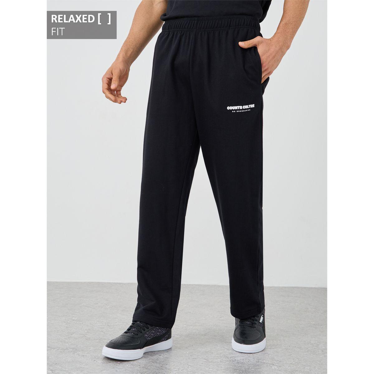 Styli Slogan Print Relaxed Fit Open Hem Jogger-men-clothing-bottoms-joggers-image-1