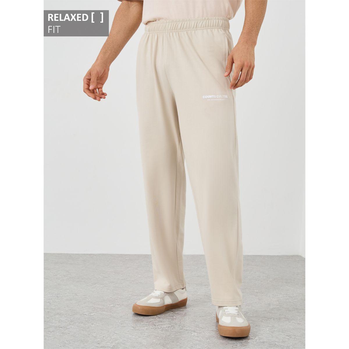 Styli Slogan Print Relaxed Fit Open Hem Jogger-men-clothing-bottoms-joggers-image-1