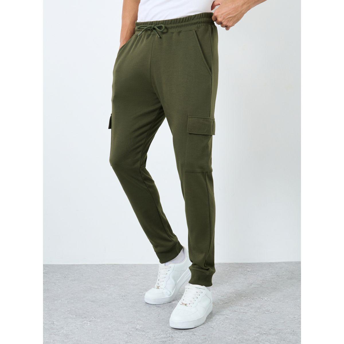 Styli Men Olive Slim Fit Cargo Joggers-men-clothing-bottoms-joggers-image-1