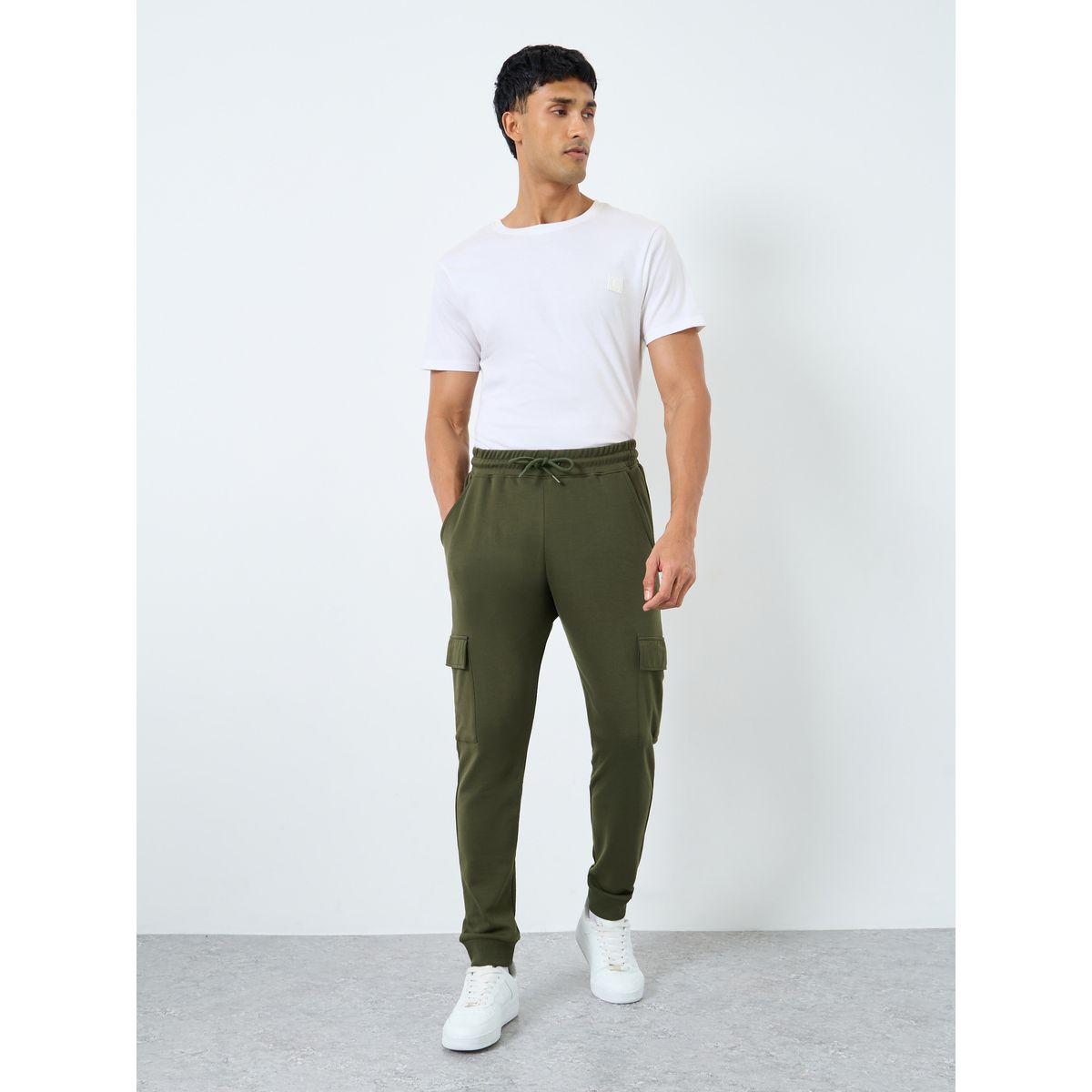 Styli Men Olive Slim Fit Cargo Joggers-men-clothing-bottoms-joggers-image-2