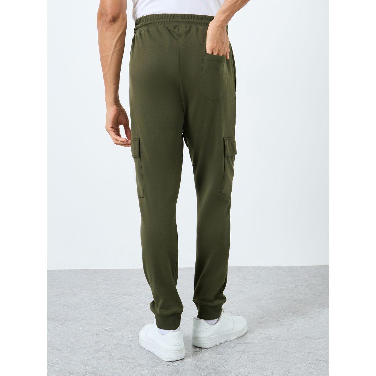 Styli Men Olive Slim Fit Cargo Joggers-men-clothing-bottoms-joggers-image-4