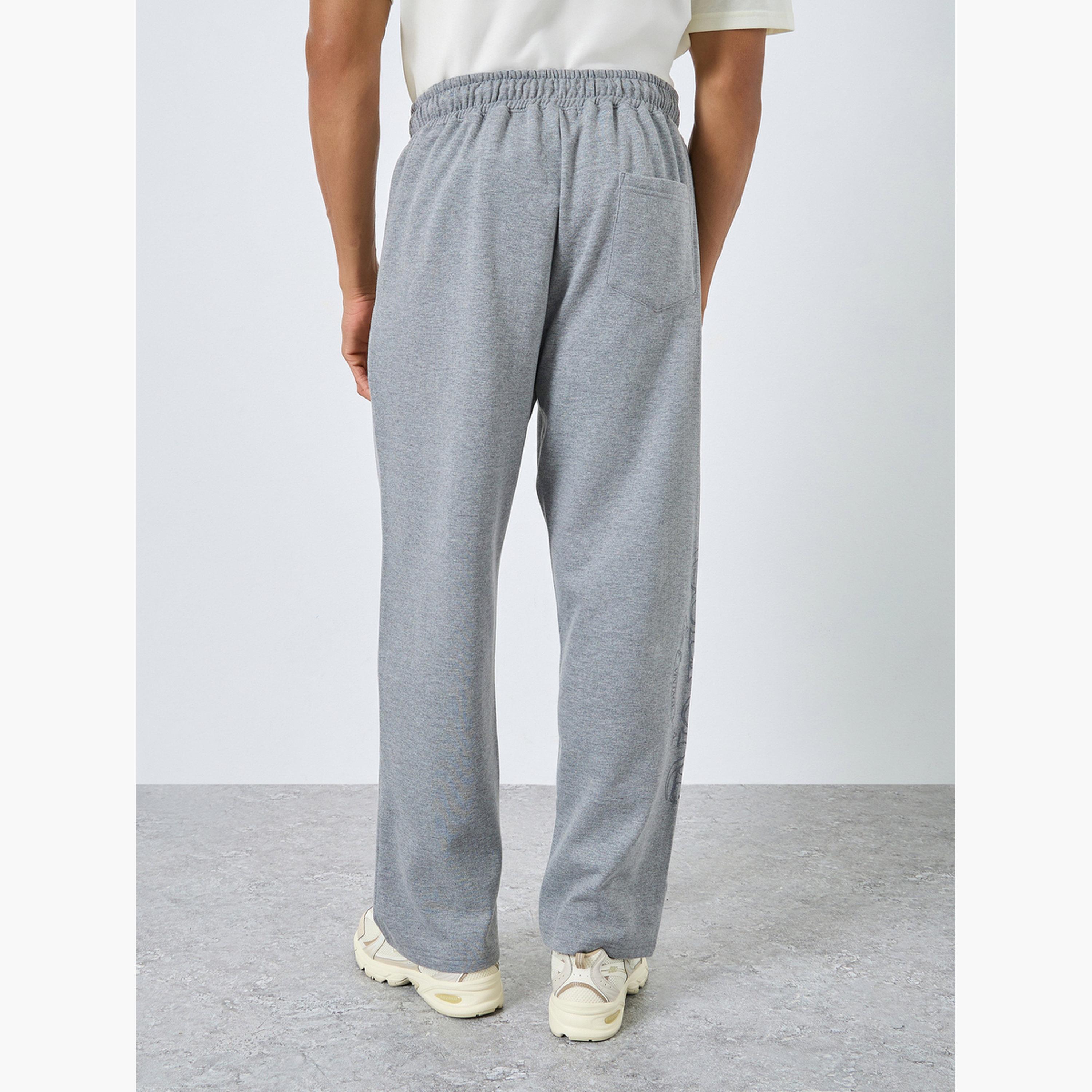 ستايلي - بنطال رياضي رجالي رمادي مقاس كبير اوفر سايز  برباط-men-clothing-bottoms-joggers-image-3