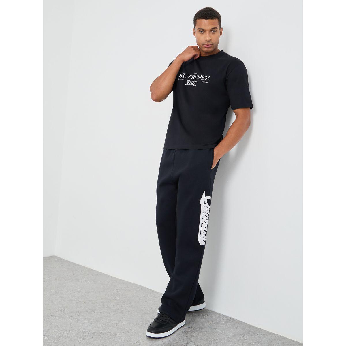 Styli Slogan Applique Detail Twill Oversized Joggers-men-clothing-bottoms-joggers-image-1