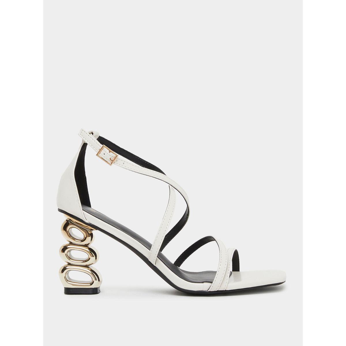 Styli Plain Strappy Tiered Block Heel Sandals-women-shoes-sandals-heeled-image-1