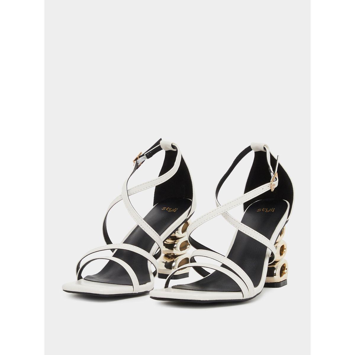Styli Plain Strappy Tiered Block Heel Sandals-women-shoes-sandals-heeled-image-2