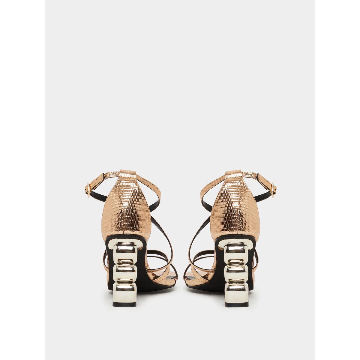 Styli Metallic Strappy Tiered Heel Sandals-women-shoes-sandals-heeled-image-4