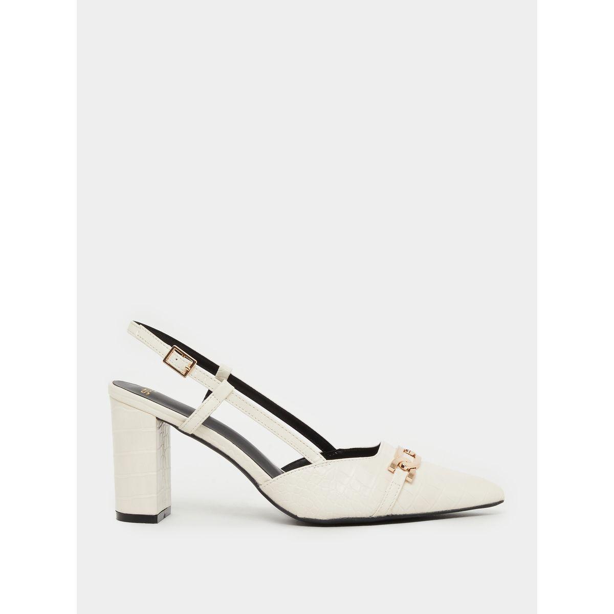 Styli Croc Skin Textured Slingback Shoes-women-shoes-heels-image-1