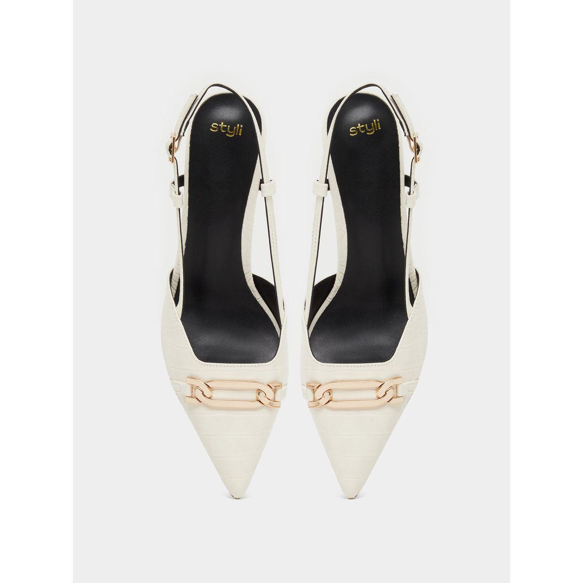 Styli Croc Skin Textured Slingback Shoes-women-shoes-heels-image-5