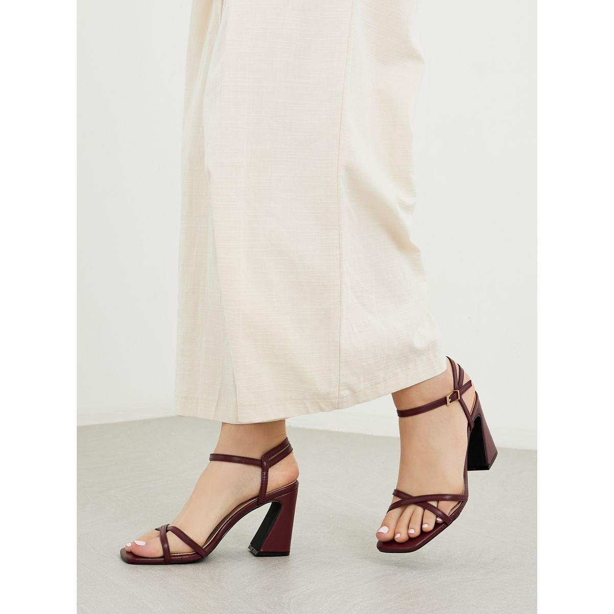 Styli Plain Strappy Block Heel Sandals-women-shoes-sandals-heeled-image-1