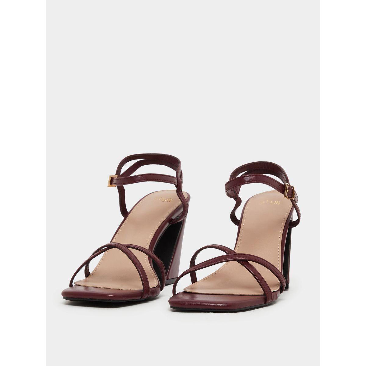 Styli Plain Strappy Block Heel Sandals-women-shoes-sandals-heeled-image-3