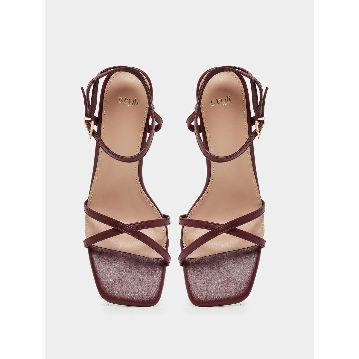 Styli Plain Strappy Block Heel Sandals-women-shoes-sandals-heeled-image-6