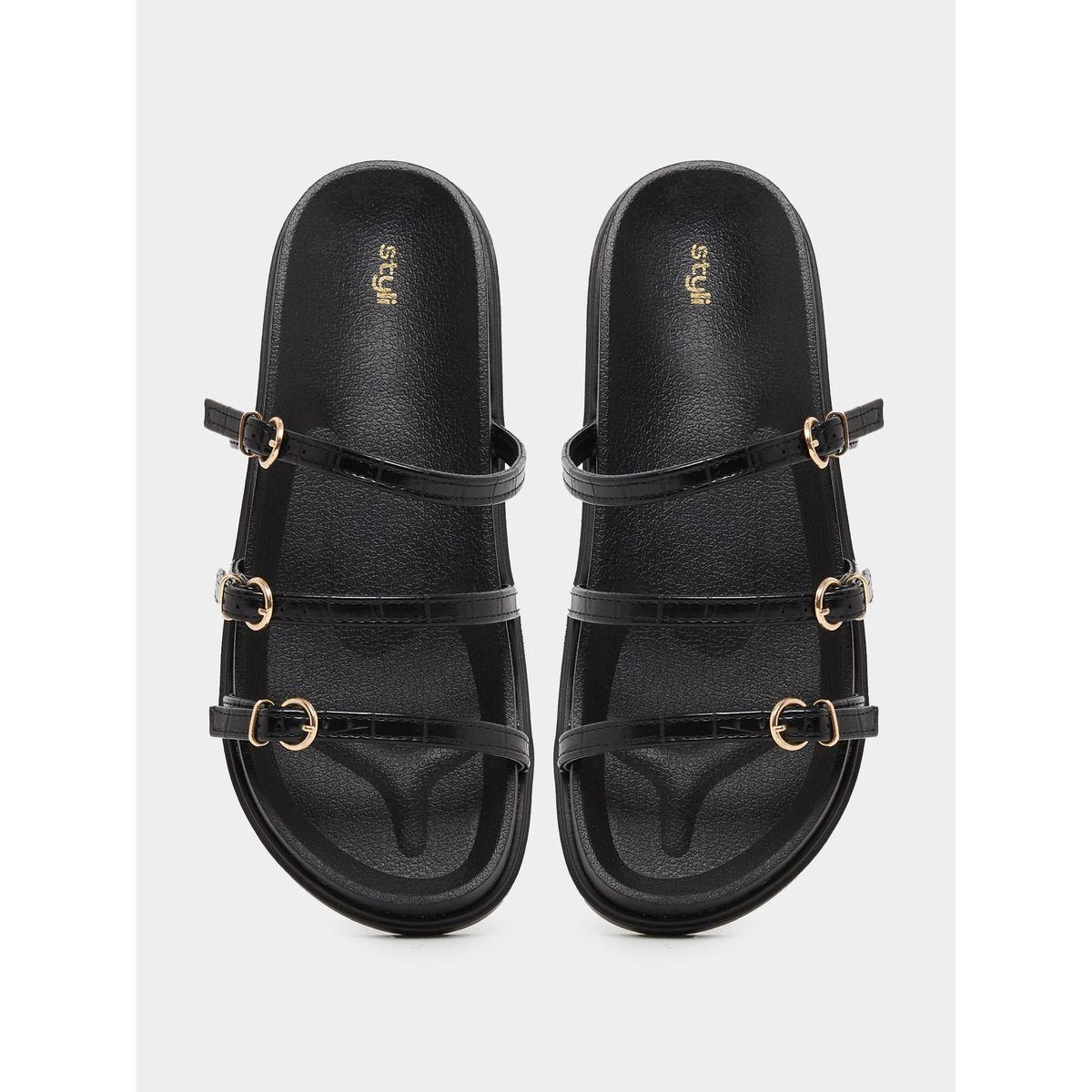 Styli Strappy Buckle Details Flat Sandals-women-shoes-sandals-flats-image-5