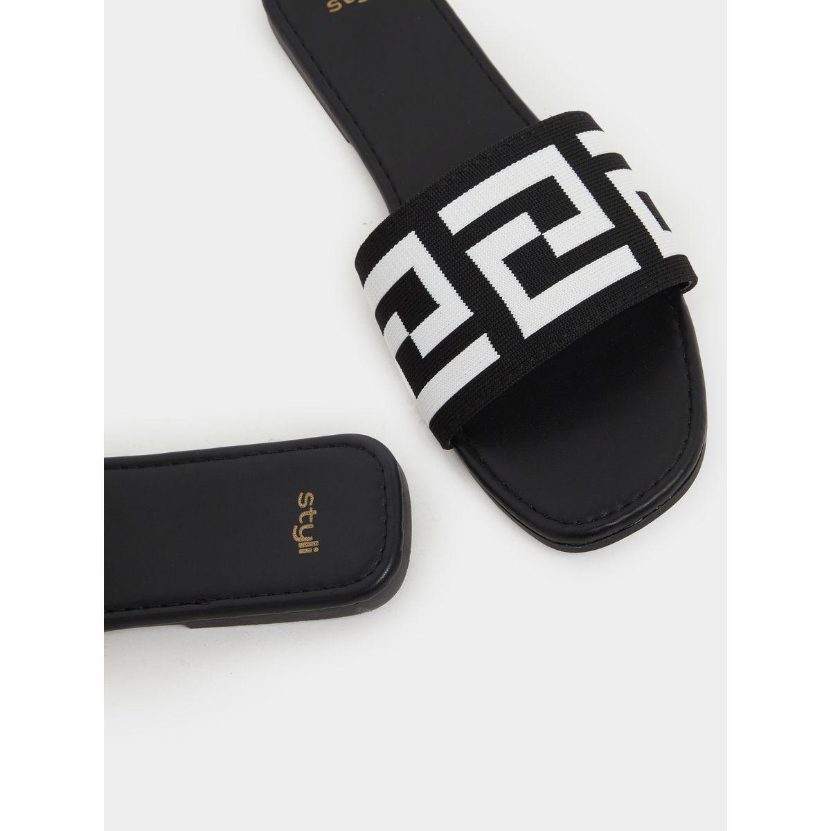 صندل فلات مطبع بتفاصيل بارزة الملمس-women-shoes-flipflopsandslides-image-3