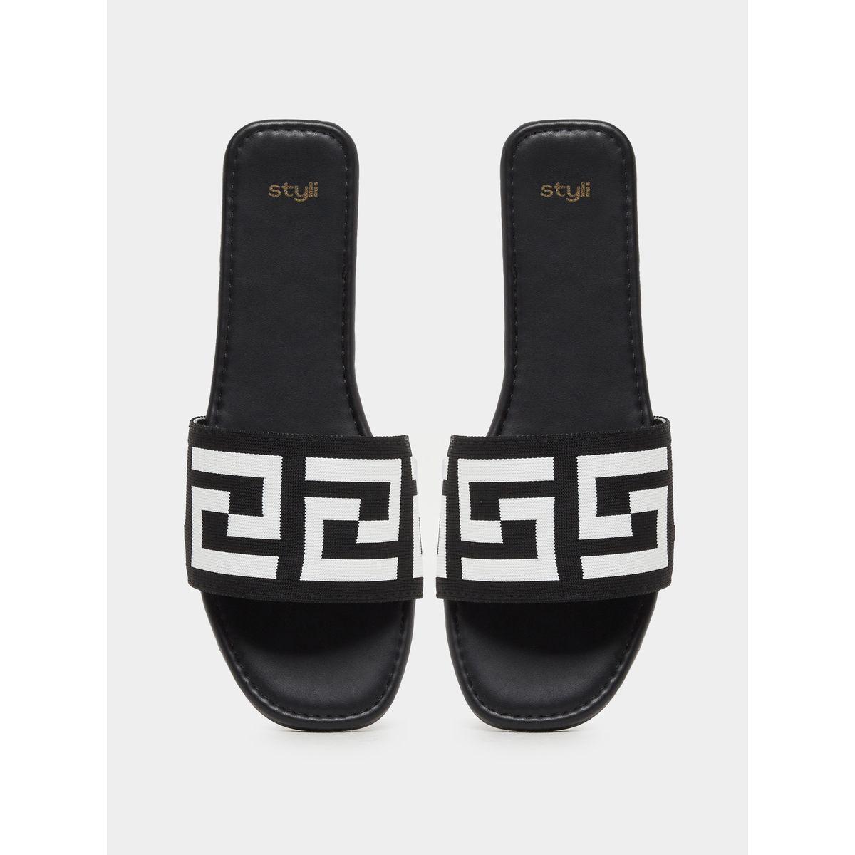 صندل فلات مطبع بتفاصيل بارزة الملمس-women-shoes-flipflopsandslides-image-5