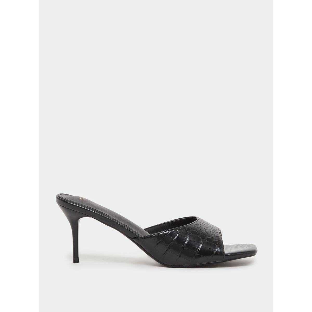 Styli Croc-Textured Open Toe Stiletto Heel Sandals-women-shoes-sandals-heeled-image-1