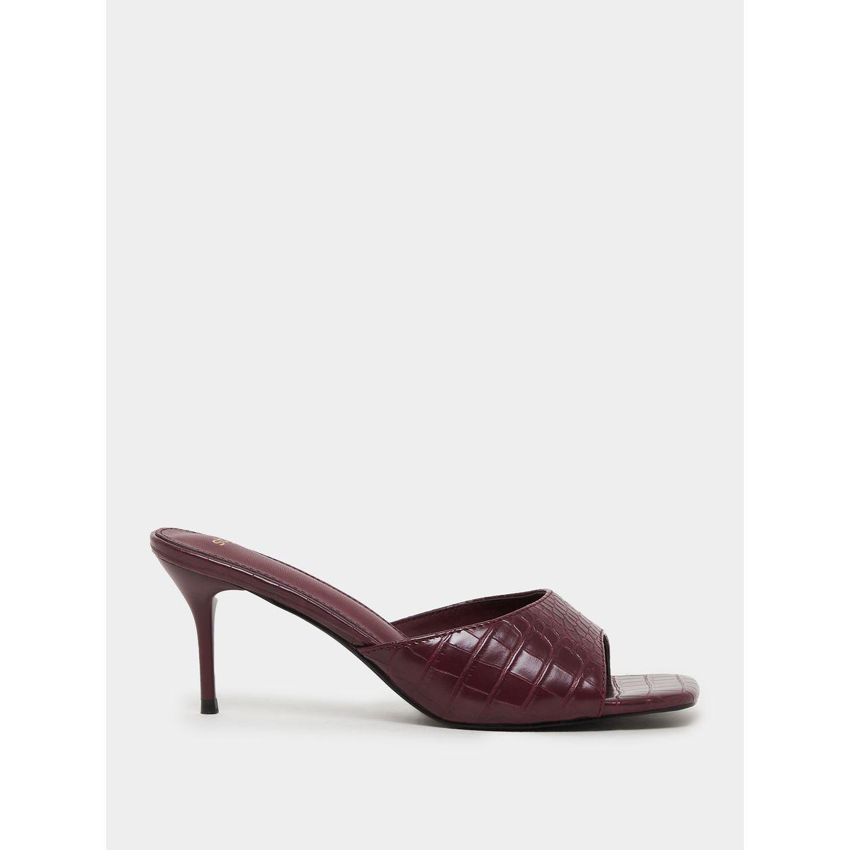 Styli Croc-Textured Open Toe Stiletto Heel Sandals-women-shoes-sandals-heeled-image-1