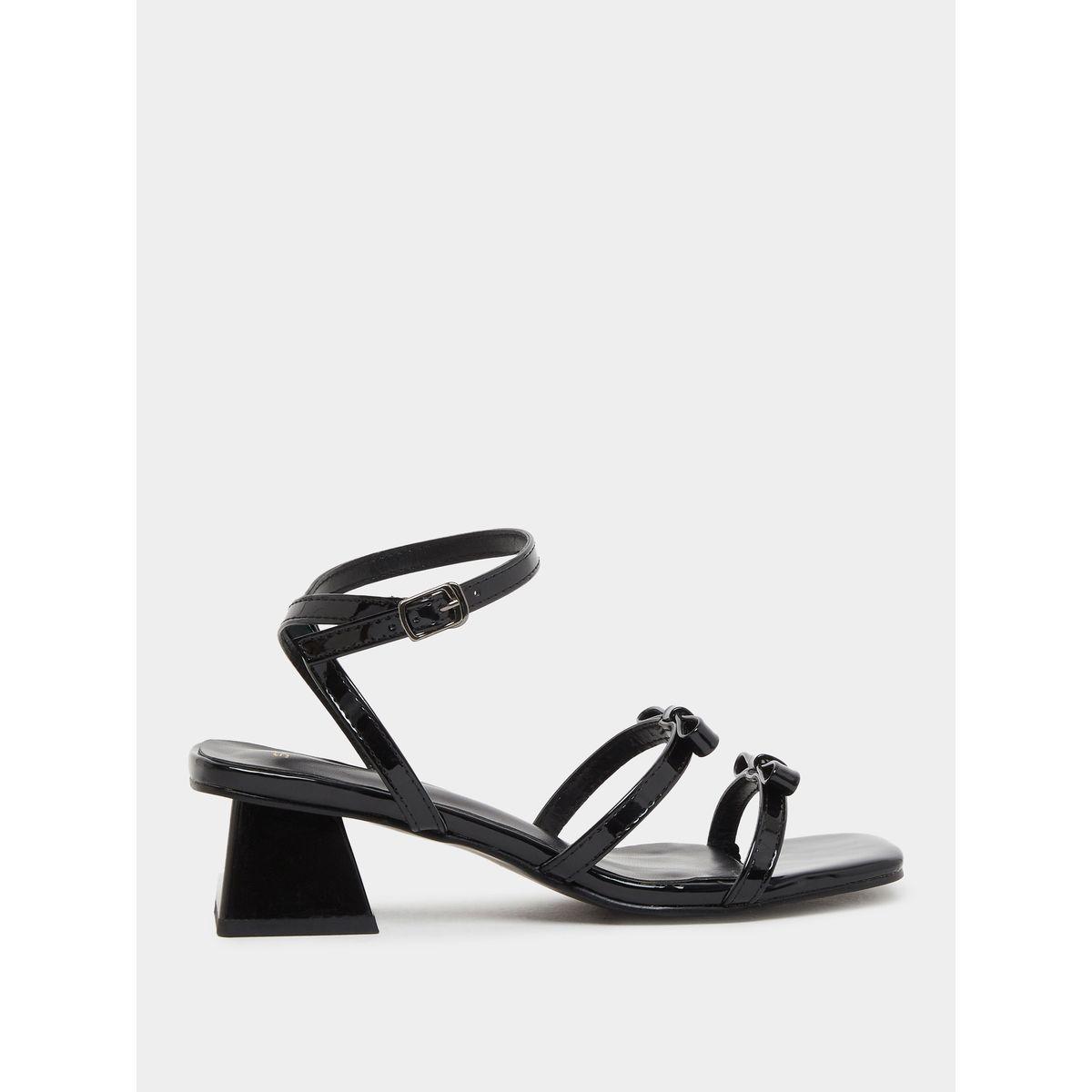 Styli Bow Trim Accent Block Heel Sandals-women-shoes-sandals-heeled-image-1